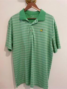 Green Striped Golf Polo Shirt Masters